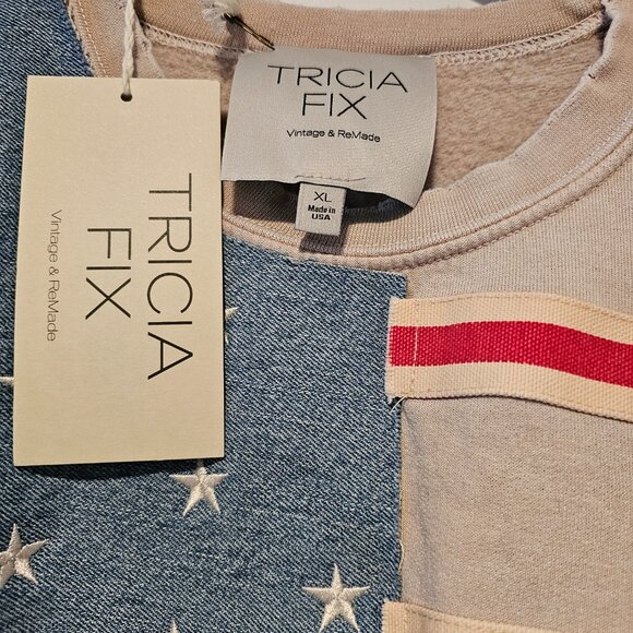 Free People X Tricia Fix Flag Sweatshirt NWT XL MSRP $298 *must have* SOLD OUT - Picture 3 of 14